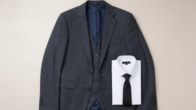 お葬式に不適切な男性のベスト付きのスリーピースのスーツ