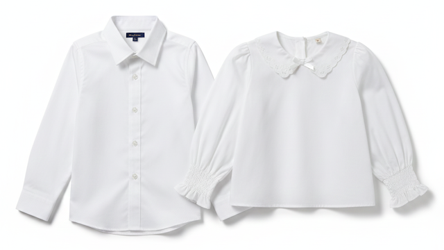 お葬式に最適な男児用の白いワイシャツと女児用の白いブラウス