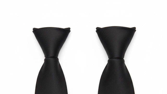 お葬式でディンプルのくぼみを作らないプレーンノット(シングルノット)とウィンザーノットのネクタイの結び方