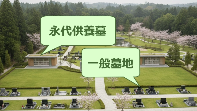同じ墓地の敷地内にある一般墓地と永代供養墓の違いの具体例