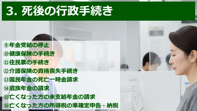 死後の手続きのステップ3_死後の行政手続きについて順序を解説